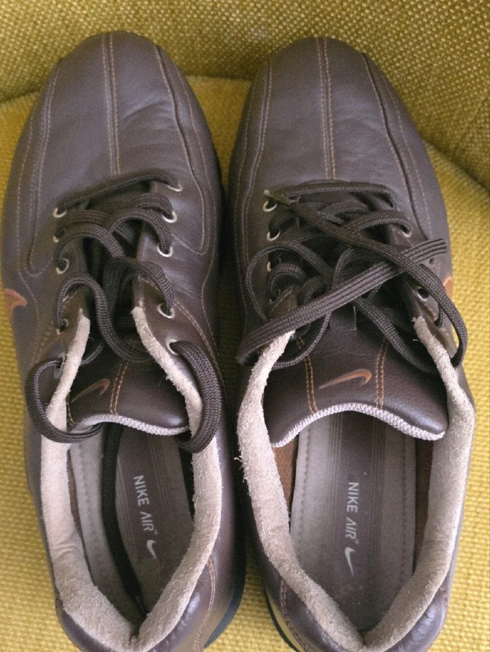 Nike Men’s Brown Leather Sneakers with Tan Swoosh Accent